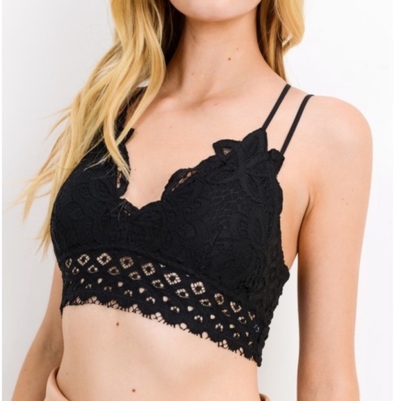 black lace bralette crop top